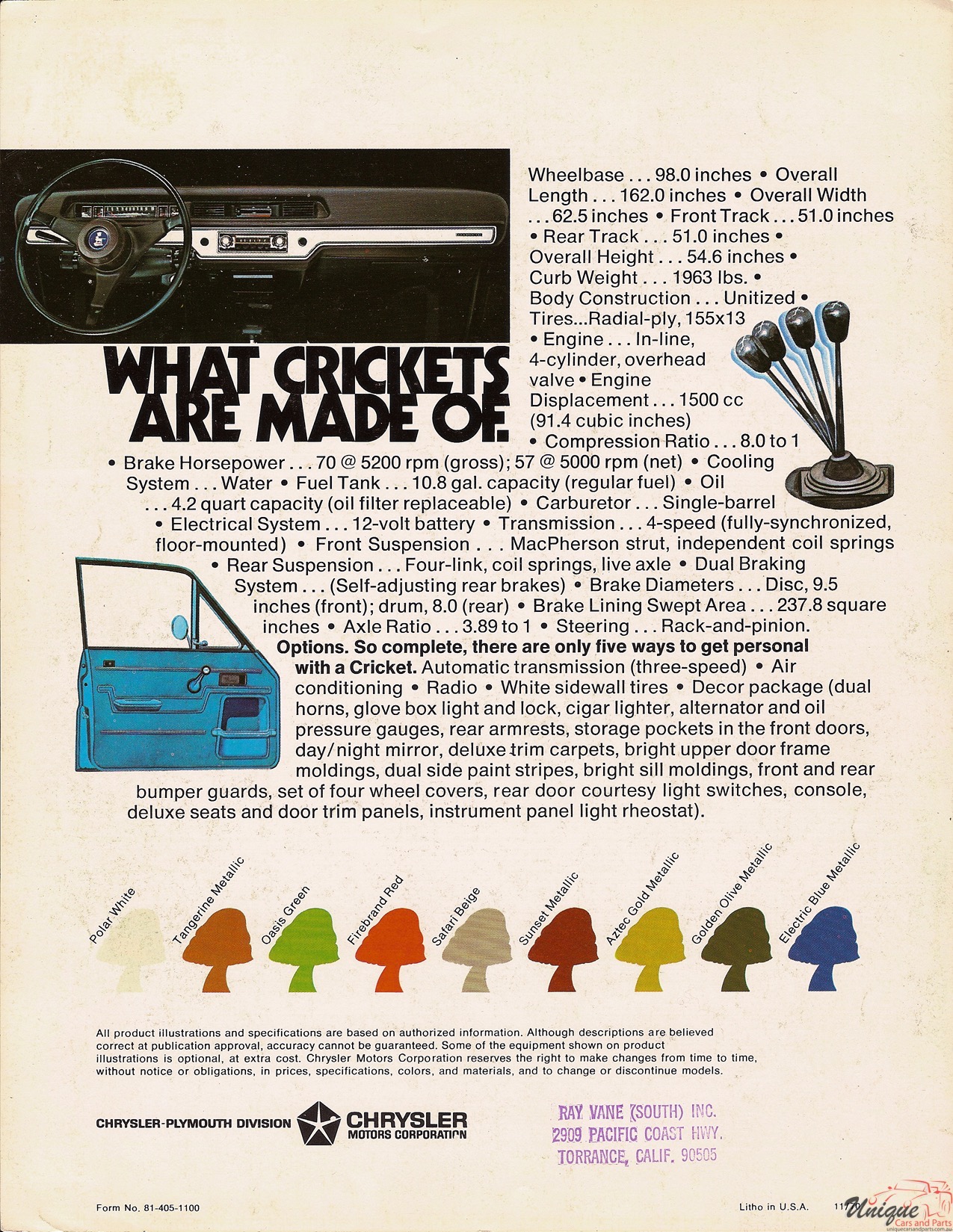 1971 Plymouth Cricket Brochure Page 2